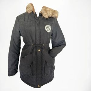 Womens Warm Long Coat Fur Fleece Hooded Jacket Zip Up Winter Parka Coat